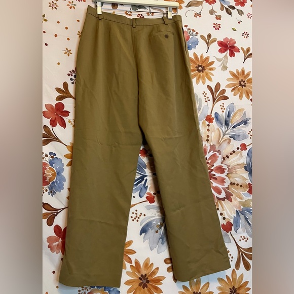 Lands’ End 12P Tan Caramel Wool Office Work Fall Winter Minimalist Classic Pants - Picture 3 of 10